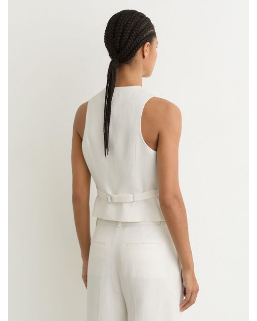 Reiss White Linen-Blend Tailored Waistcoat
