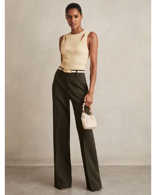 Reiss Natural Cut-Out Rib-Knit Vest