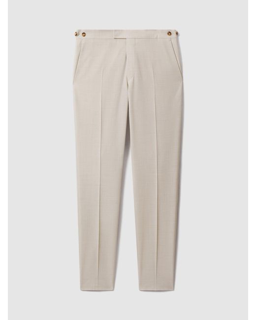 Reiss Natural Tailored Fit Textured Suit Trousers With Wool for men