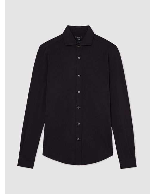Reiss Blue Cotton-Piqué Garment-Dyed Shirt Regular-Fit for men