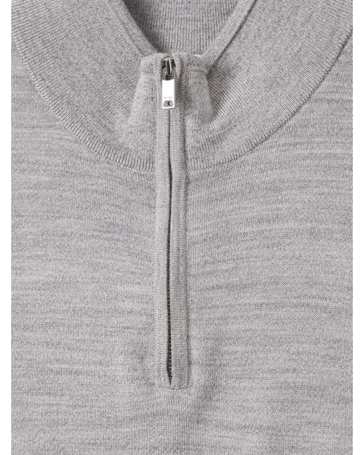 Reiss Gray Merino Wool Half-Zip Jumper for men