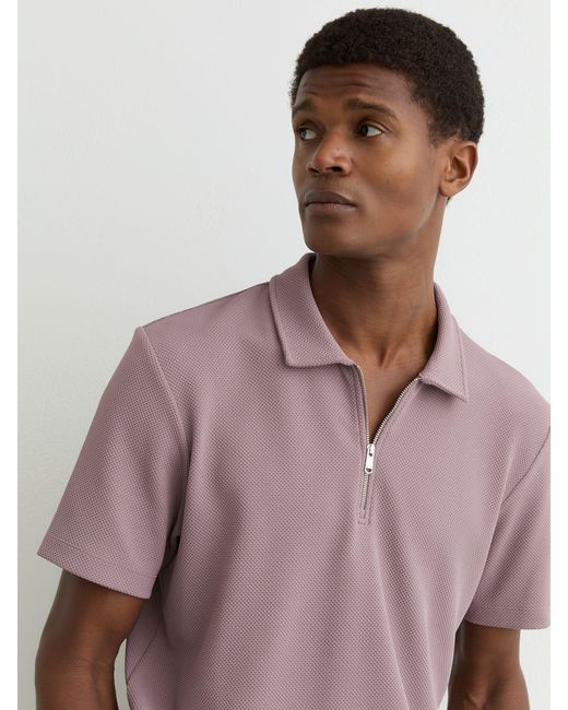 Reiss Purple Forno - Raspberry Pink Half-zip Textured Polo Shirt, S for men