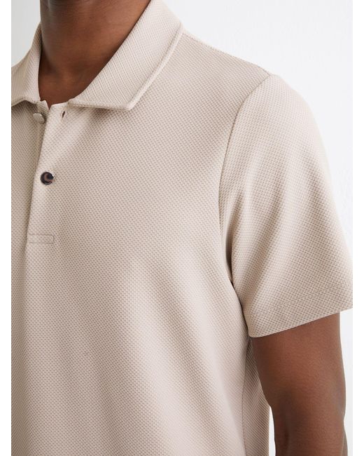 Reiss Natural Textured Half-Button Polo Shirt for men