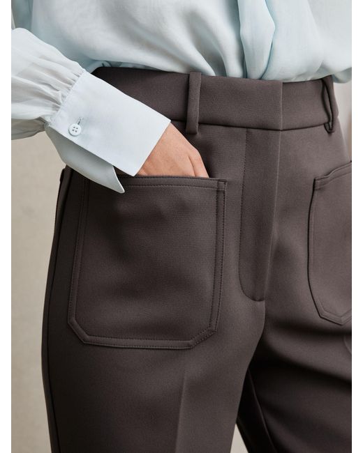 Reiss White Priya - Mauve Neutral Twill Patch-pocket Flared Trousers, Us 8 R