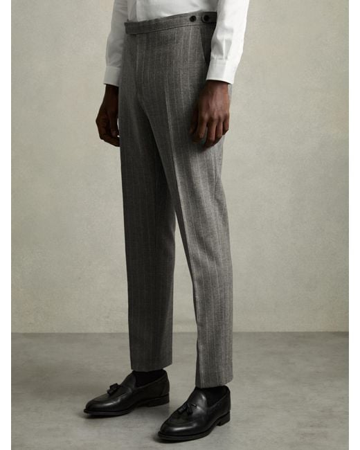 Reiss Gray Slim-Fit Pinstripe Suit Trousers for men