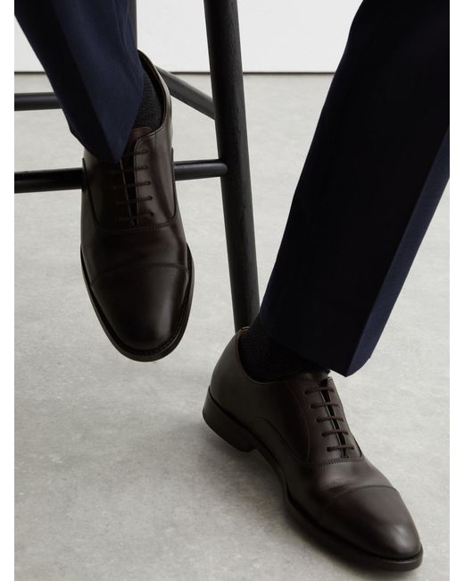 Reiss Blue Rice - Dark Brown Leather Lace Up Oxford Shoes, Us 9 (uk 8) for men
