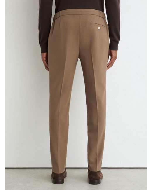 Reiss Brown Slim-Fit Stretch Drawstring Trousers for men