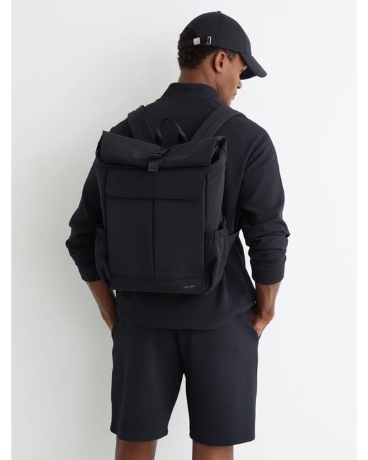 Reiss Black Pascal - Navy Technical Roll-top Backpack, One for men