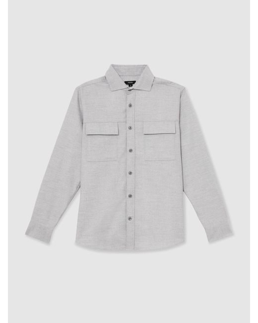 Reiss Gray Chamber - Grey Brushed Twin-pocket Overshirt, S for men