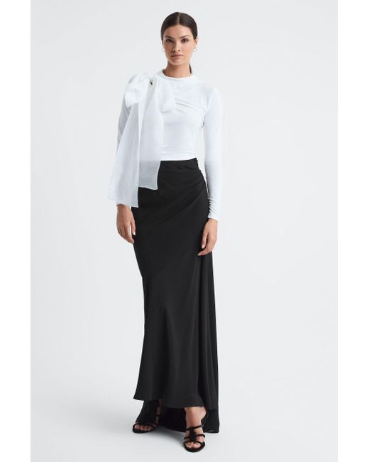 Reiss Maxine - Black High Rise Fitted Maxi Skirt