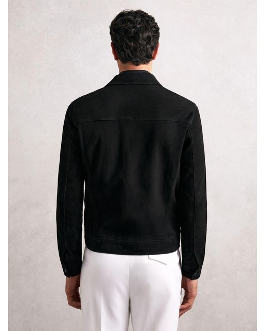 Reiss Black Suede Zip Through Jacket for men