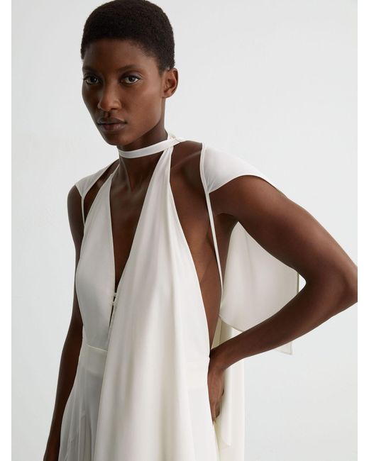 Reiss White Strappy Draped Cape Maxi Dress
