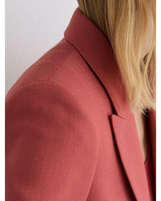 Reiss Red Burnt Jules Petite Single-Breasted Peak-Lapel Suit Blazer