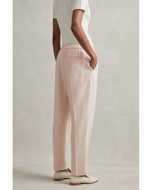 Reiss Natural Farrah - Pink Blend Tapered Suit Trousers