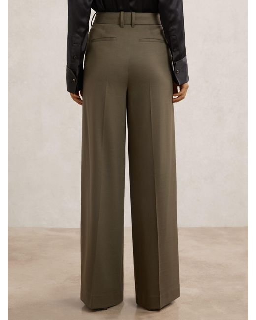 Reiss Natural Solene - Green Wool-blend Wide-leg Suit Trousers, Us 4 R