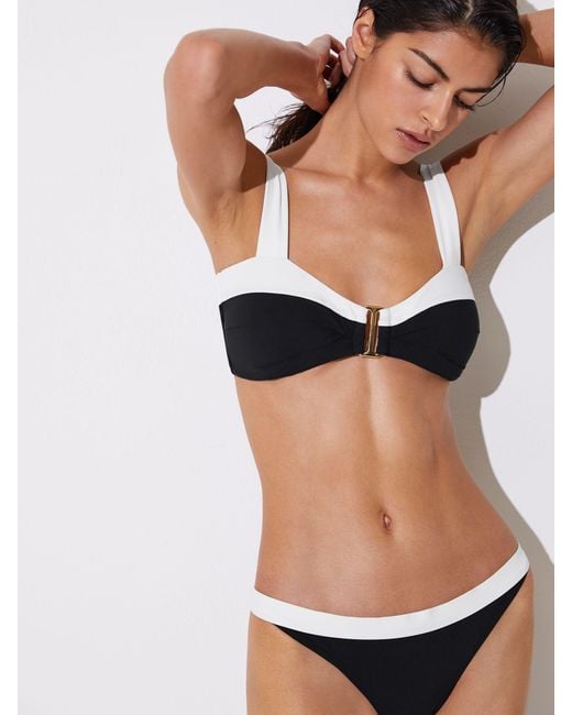 Reiss White Abby - Black/ivory Colour-block Bikini Bottoms, Us 8