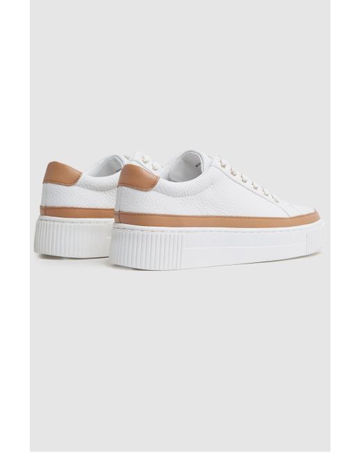 Reiss White Leanne Grained Platform Trainers - Brown Leather Plain
