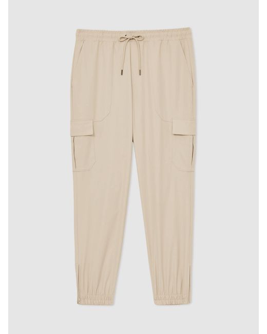 Reiss Natural Technical Cargo Drawstring Trousers for men