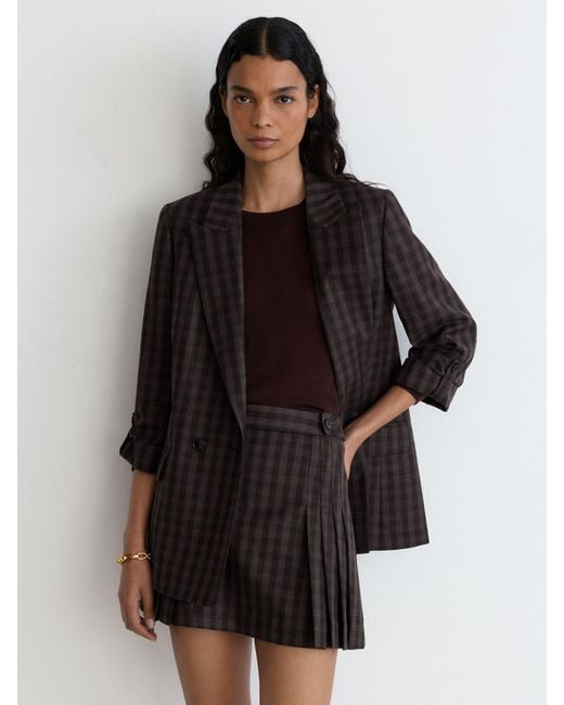 Reiss Black Wool Pleated Mini Skirt