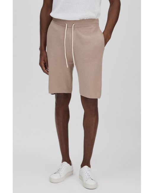 PAIGE Natural Cotton-linen Drawstring Knitted Shorts for men