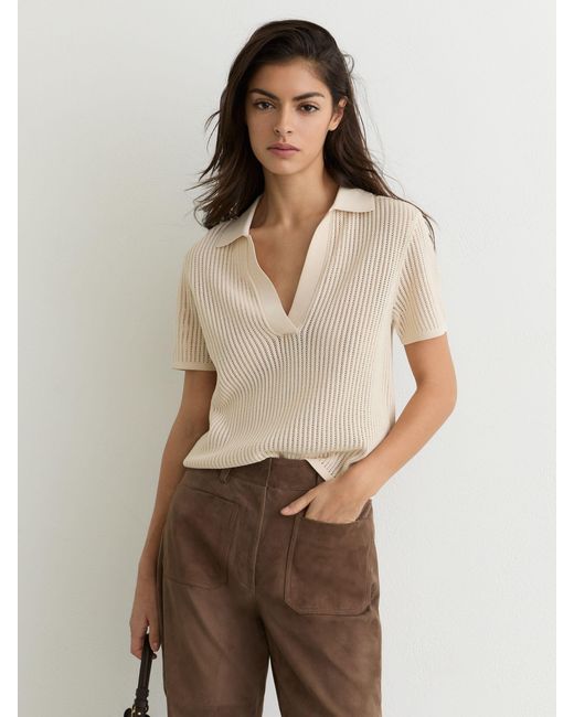Reiss Natural Priya - Taupe Neutral Suede Patch-pocket Flared Trousers, Us 12 R