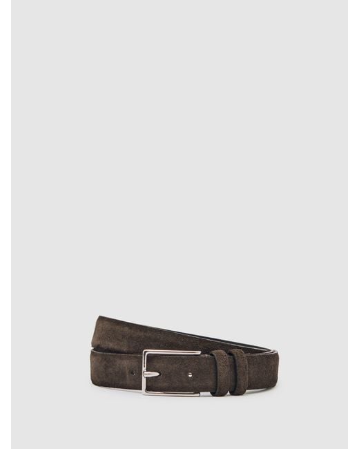Reiss Brown Dante - Chocolate Suede Belt, 34 for men