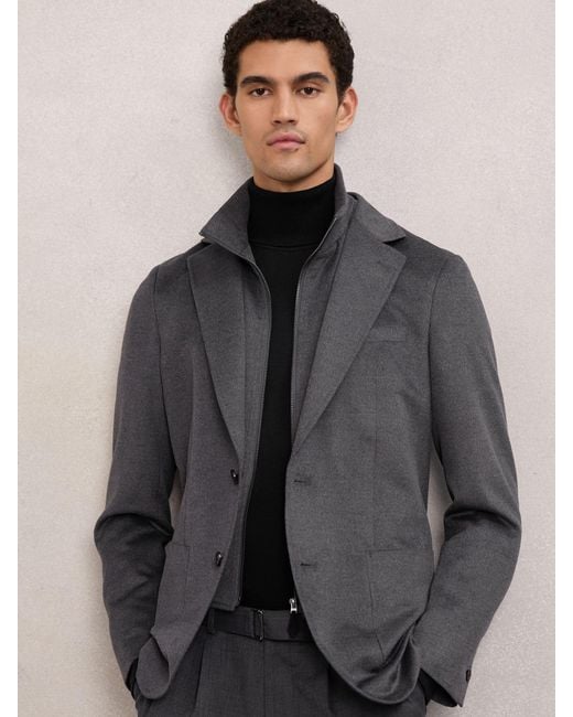 Reiss Gray Single-Breasted Blazer With Gilet Insert Tailored-Fit for men