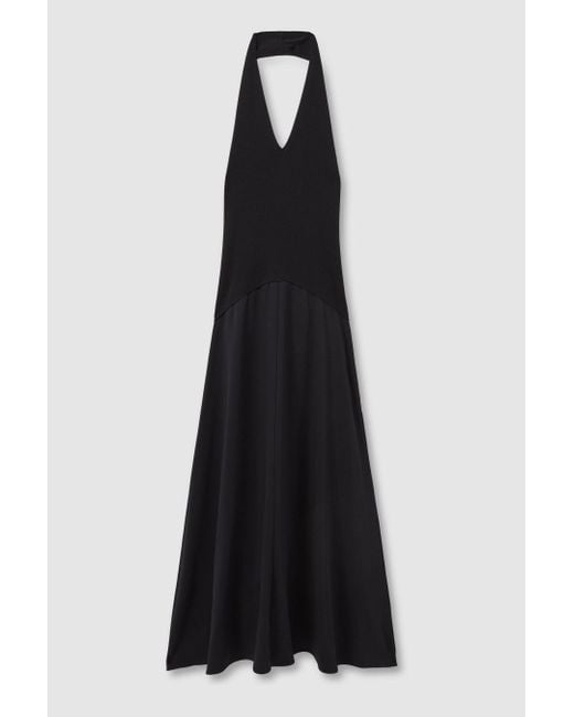 Reiss Blue Rene - Navy Hybrid Knit Midi Dress, Xs