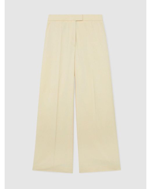 ATELIER Natural Anya - Silk-wool Wide-leg Suit Trousers, Us 10
