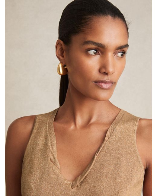 Reiss Natural Metallic-Knit Twist-Neckline Vest