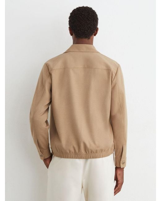 Reiss White Brushed Twin-Pocket Overshirt With Wool for men