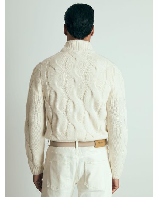 Reiss Natural Broughton - White Atelier Cabled-cashmere Jumper, M for men
