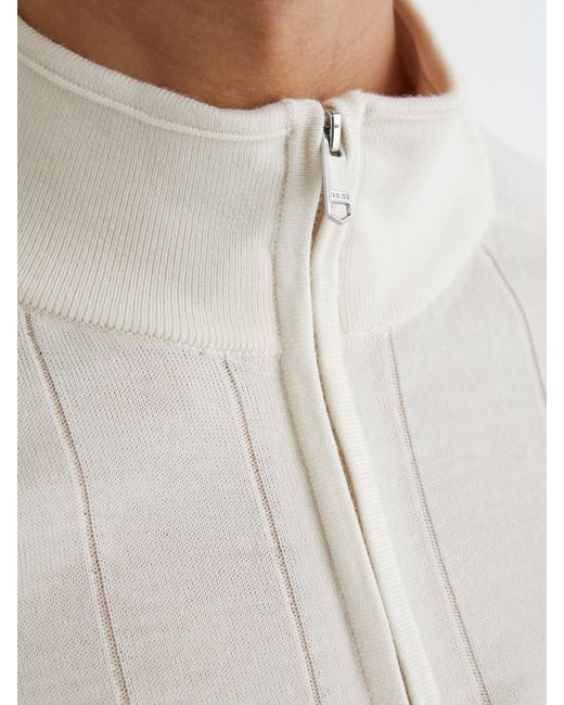 Reiss Findlay - Snow White Wool Wide-rib Half-zip Jumper, M for men