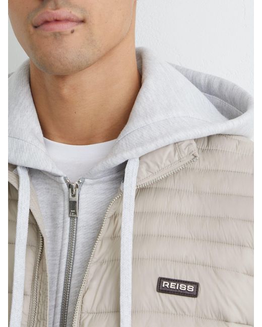 Reiss Gray Alpine - Light Stone Quilted Zip-through Gilet, M for men