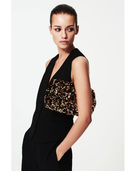 Reiss Mayfair Bronze Sequin Clutch Bag in Black Lyst