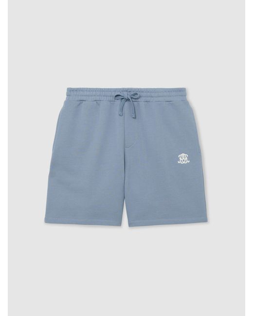Reiss Blue Monogram Embroidered Cotton Shorts for men