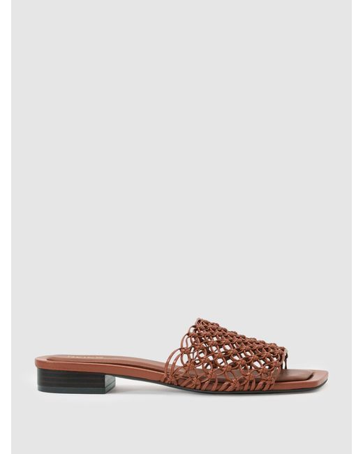 Reiss Gray Woven Flat Slip-On Sandals