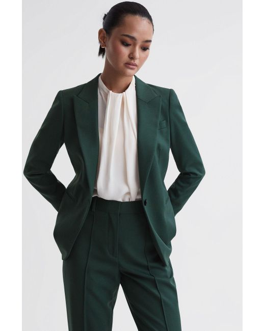 Reiss Blue Jade - Bottle Green Tailored Fit Single Breasted Suit Blazer