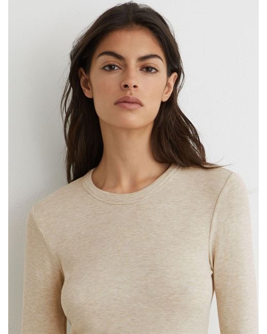 Reiss Natural Jersey Crew-Neck Long-Sleeve Top