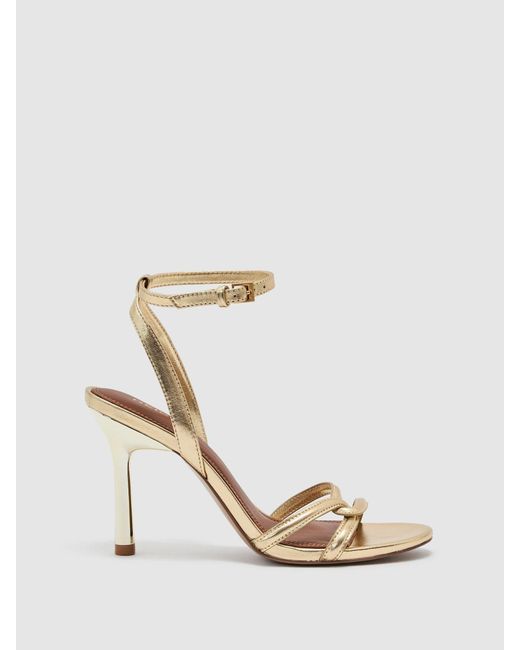 Reiss Black Leather Link-Strap Stiletto Sandals