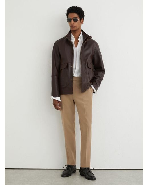 Reiss Natural Slim Fit Stretch Drawstring Trousers for men