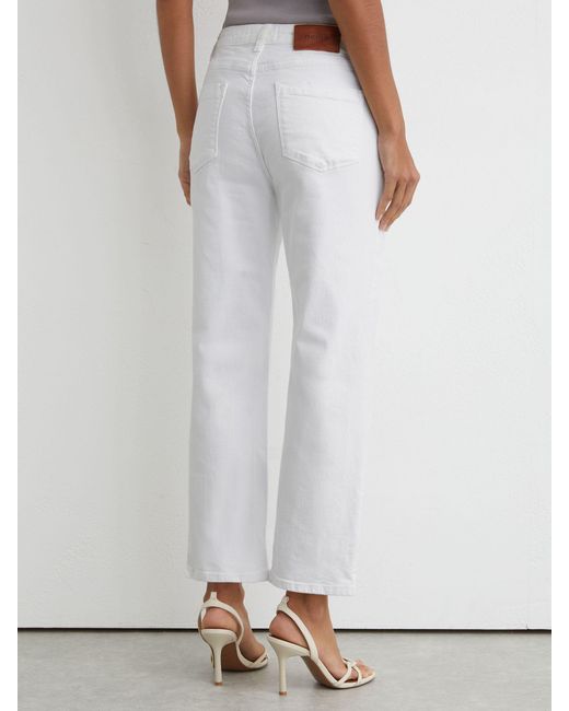 Reiss Green Selin - White Petite Mid Rise Straight Leg Jeans