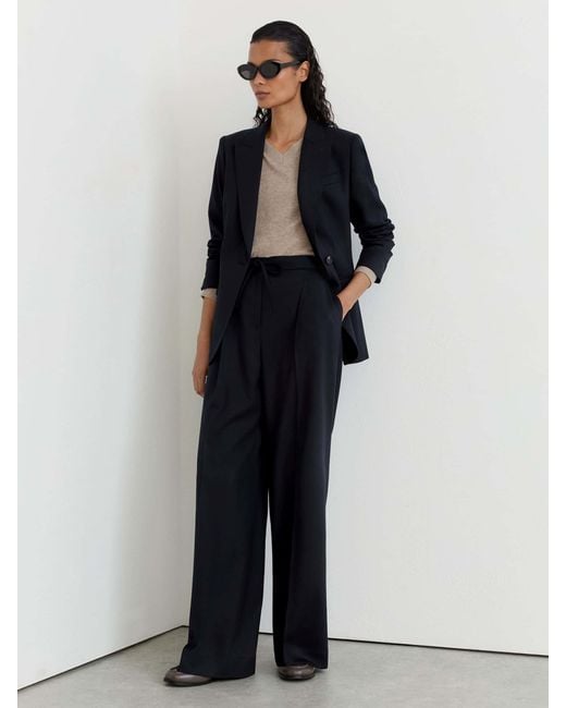 Reiss Blue Petite Wool-Blend Single-Breasted Suit Blazer