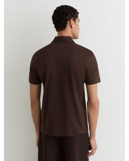 Reiss Brown Air-Water Cotton Polo Shirt for men