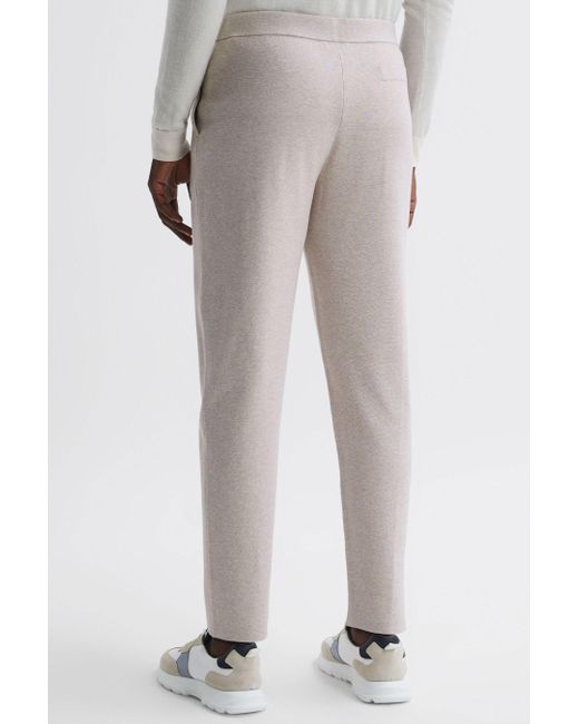 Reiss Gray Jett - Oatmeal Melange Knitted Front Seam Trousers for men