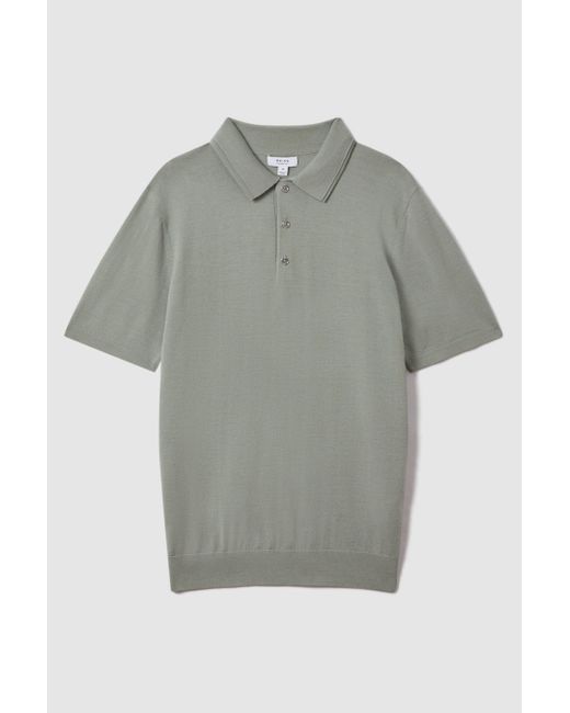 Reiss Gray Manor - Pistachio Slim Fit Merino Wool Polo Shirt, Xs for men