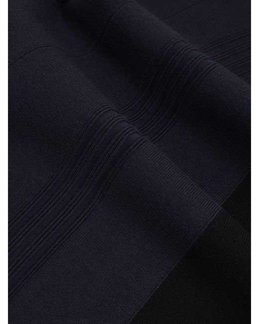 Reiss Blue Zaya Petite Knitted Contrast-Panel Midi Dress