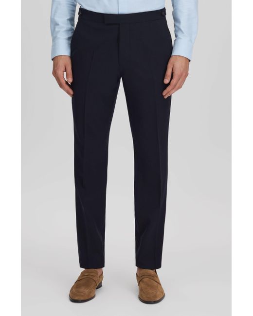 Reiss Blue Belmont - Navy Slim Fit Side Adjuster Trousers for men