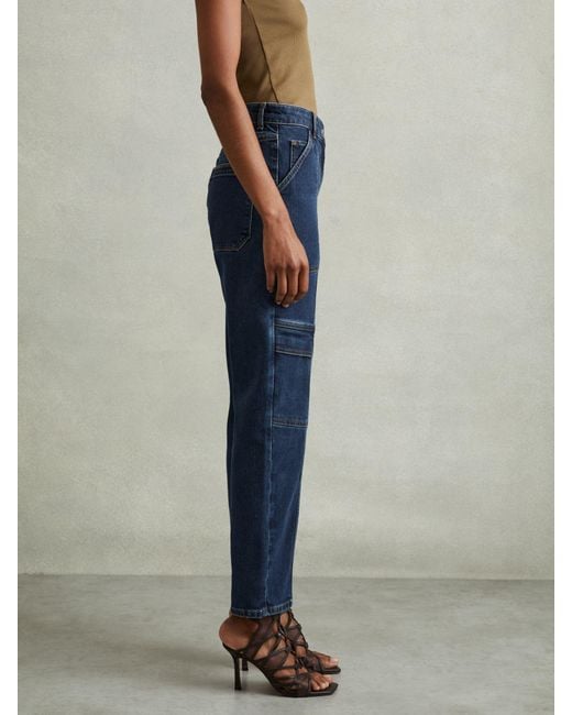Reiss Jem - Dark Blue Utility Tapered Jeans, 29