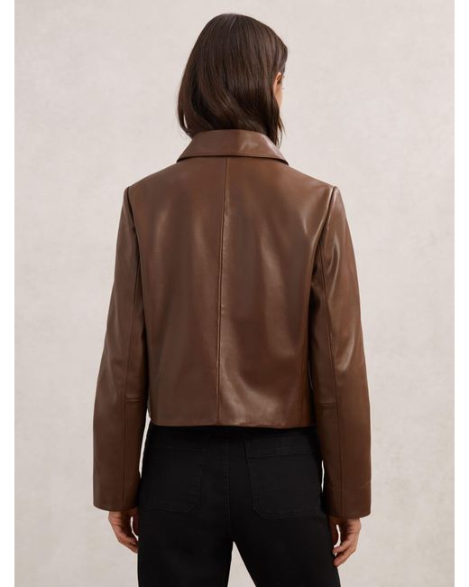 Reiss Brown Collared Leather Jacket
